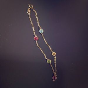 Delicate 14kt Gold Bracelet with 5 gemstones